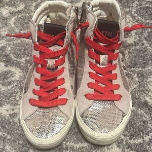 Steve Madden  High-Top Sneakers with Red Laces